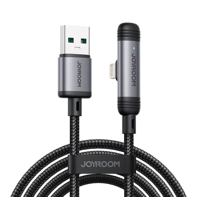 Alternativ bild 0 för Joyroom USB-A till Lightning vinklad snabbladdningskabel 3A, 1,2m - Svart