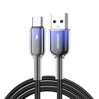 Produktfoto för Joyroom USB-A till USB-C-kabel Snabbladdning 3A, 1,2m - Svart/lila