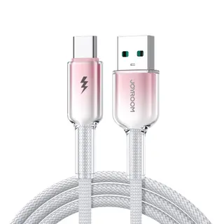 Produktfoto för Joyroom USB-A till USB-C-kabel Snabbladdning 3A, 1,2m - Vit/Rosa