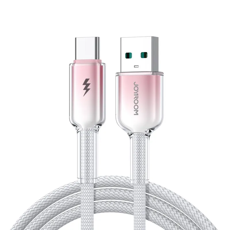 Alternativ bild 0 för Joyroom USB-A till USB-C-kabel Snabbladdning 3A, 1,2m - Vit/Rosa