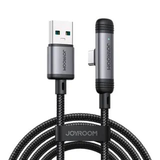 Produktfoto för Joyroom USB-A till USB-C vinklad snabbladdningskabel 3A, 1,2m - Svart