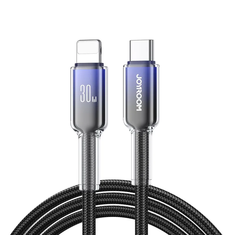 Alternativ bild 0 för Joyroom USB-C till Lightning-kabel Snabbladdning 30W, 1,2m - Svart/lila