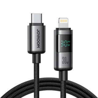 Produktfoto för Joyroom USB-C till Lightning snabbladdningskabel med display 30W, 1,2m