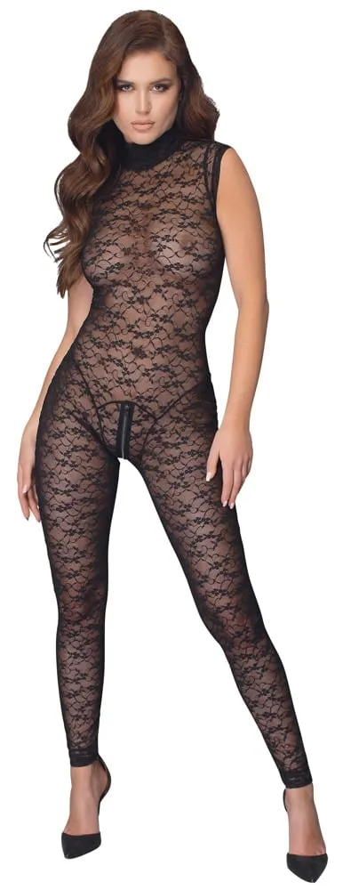 Alternativ bild 0 för Jumpsuit with Floral Pattern and Zipper - Black