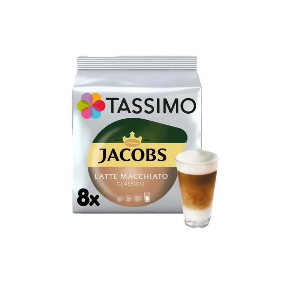 Alternativ bild 0 för Kaffekapslar Tassimo Latte Macchiato Classico (kompatibla med Bosch Tassimo kapselmaskiner), 8+8 st.