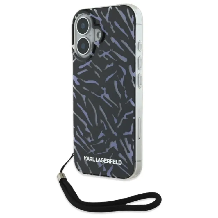 Alternativ bild 0 för Karl Lagerfeld cap for iPhone 16 6.1&quot  KLHCP16SHZBPKCCU purple Hardcase Zebra With Cord