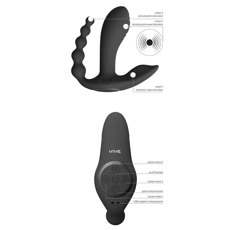 Bild 2 för Kata - Pulse Wave & Vibrating Double Penetration Vibrator - Black