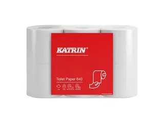 Produktfoto för KATRIN Toalettpapper Basic Toilet 640 1-lagers, 640 ark, 97 mm, naturvitt