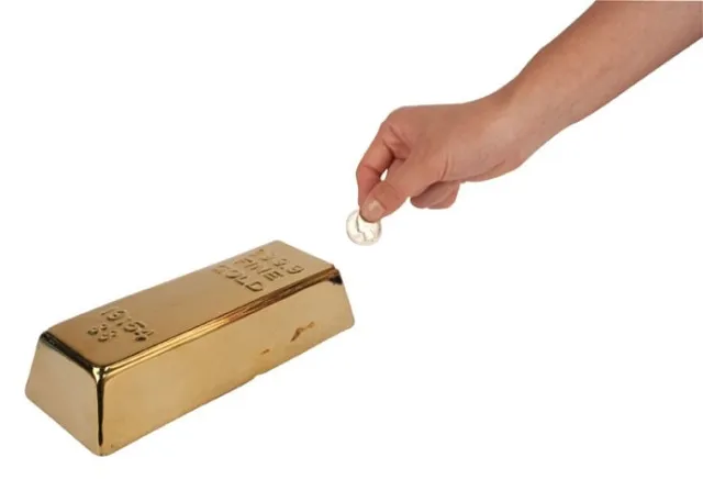 Alternativ bild 0 för Kikkerland Ceramic Gold Bar Coin Bank (PB17)