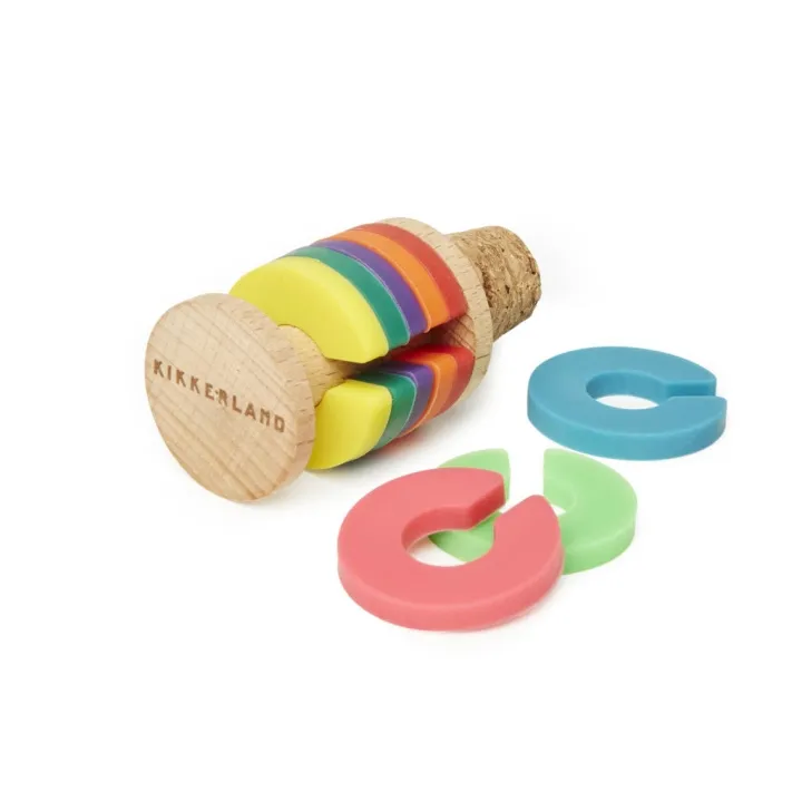 Alternativ bild 0 för Kikkerland - Rainbow Wine Rings + Stopper (BA91)