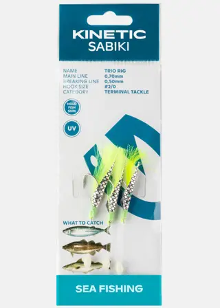 Produktfoto för Kinetic Sabiki Trio Rigg Makrill/Torsk Grön Flash