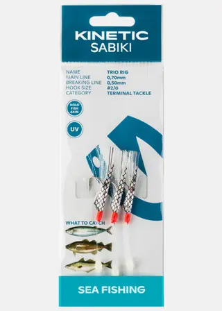 Produktfoto för Kinetic Sabiki Trio Rigg Makrill/Torsk Vit Flash