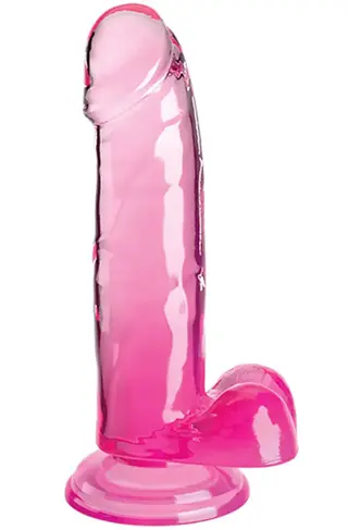 Produktfoto för King Cock Clear: Dildo with Balls, 20 cm, rosa