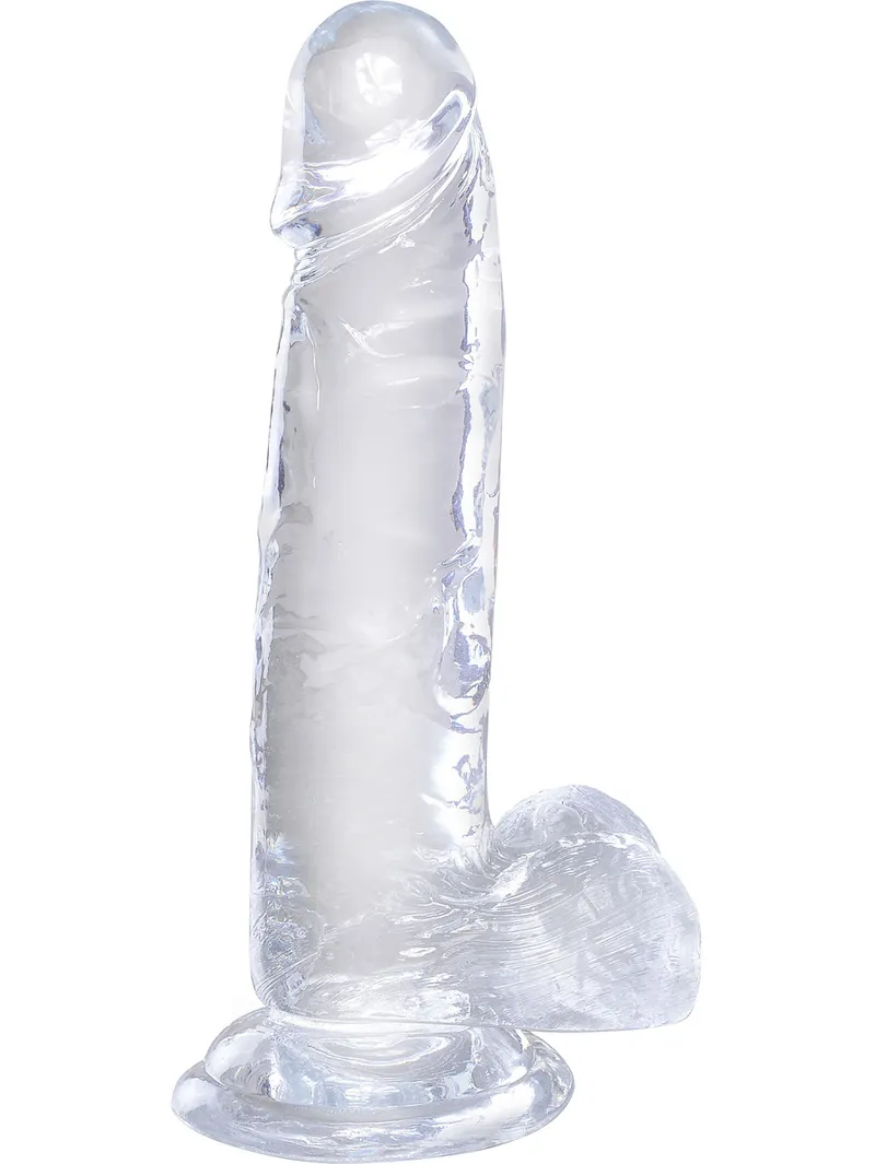 Alternativ bild 0 för King Cock Clear: Dildo with Balls, 20 cm, transparent