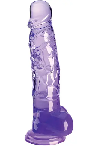 Produktfoto för King Cock Clear: Dildo with Balls, 22 cm, lila