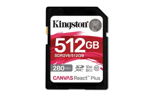 Alternativ bild 0 för Kingston Canvas React Plus V60 SD - 280MB/s - 512GB