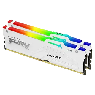 Produktfoto för Kingston FURY Beast RGB DDR5-6000 - 32GB - CL36 - Dual Channel (2 pcs) - AMD EXPO - Vit med RGB