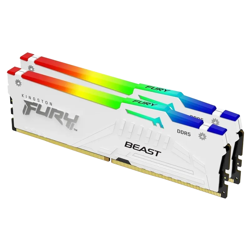 Alternativ bild 0 för Kingston FURY Beast RGB DDR5-6000 - 32GB - CL36 - Dual Channel (2 pcs) - AMD EXPO - Vit med RGB