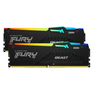 Produktfoto för Kingston FURY Beast RGB DDR5-6000 - 64GB - CL36 - Dual Channel (2 st) - AMD EXPO - Svart med RGB