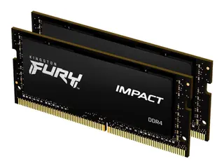 Produktfoto för Kingston FURY Impact - DDR4 - sats - 64 GB: 2 x 32 GB - SO DIMM 260-pin - 3200 MHz / PC4-25600 - CL20 - 1.2 V - ej buffrad - icke ECC - svart