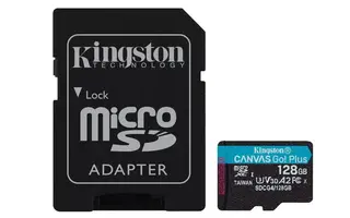 Produktfoto för Kingston Technology Canvas Go! Plus, 128 GB, MicroSD, Klass 10, UHS-I, 200 MB/s, Class 3 (U3)