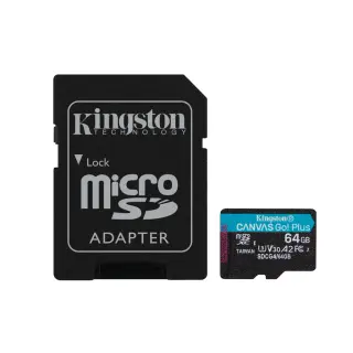 Produktfoto för Kingston Technology Canvas Go! Plus, 64 GB, MicroSD, Klass 10, UHS-I, 200 MB/s, Class 3 (U3)