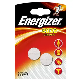 Produktfoto för Knapcelle batterier energizer lithium cr2032, 3v, pakke a 2 stk.