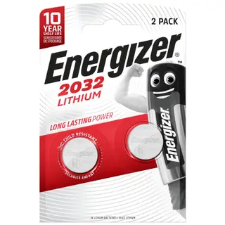 Produktfoto för Knapcelle batterier energizer lithium cr2032, 3v, pakke a 2 stk.