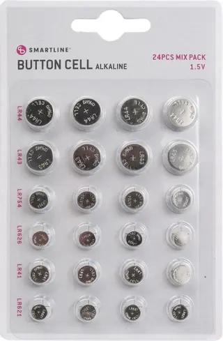 Produktfoto för Knappceller Mix Smartline 24-pack Alkaline (LR41/LR43/LR44/LR621/LR626/LR754)