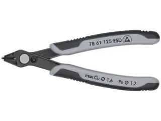 Produktfoto för Knipex 78 61 125 ESD, Avbitartång, 9 mm, 1,6 mm, Rostfritt stål, Stål, Plast, Svart, Grå