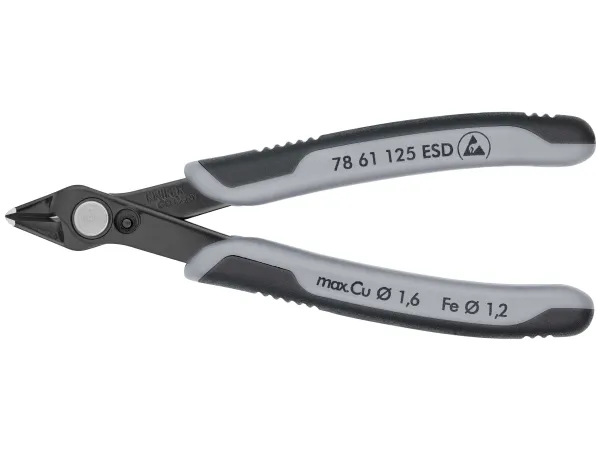 Alternativ bild 0 för Knipex 78 61 125 ESD, Avbitartång, 9 mm, 1,6 mm, Rostfritt stål, Stål, Plast, Svart, Grå