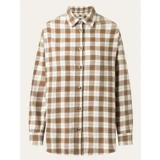 Produktfoto för KnowledgeCotton Apparel Flannel Boyfriend Fit Checked Shirt Beige Check
