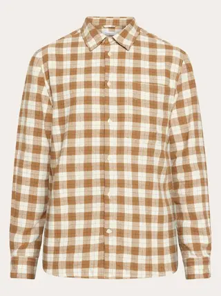 Produktfoto för KnowledgeCotton Apparel Loose Fit CheckeredShirt Beige Check