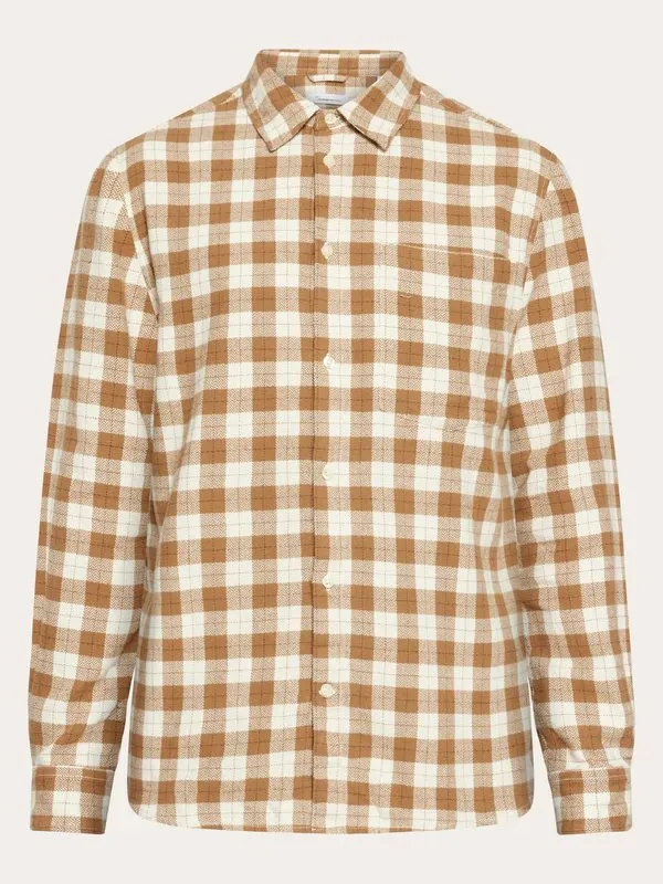 Bild 1 för KnowledgeCotton Apparel Loose Fit CheckeredShirt Beige Check