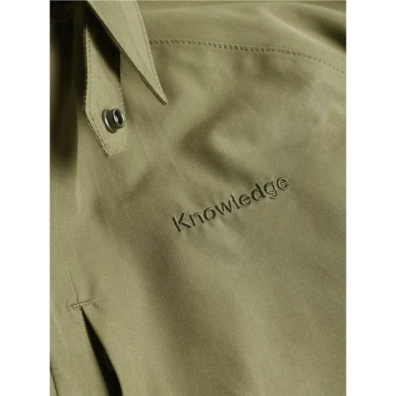 Bild 2 för KnowledgeCotton Apparel Vent Canvas 200 Classic Overshirt Burned Olive