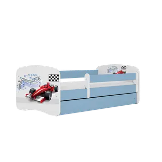Produktfoto för Kocot Kids Barnsäng - Babydreams Blå - Formula One Med Låda Och Madrass 160x80 Cm
