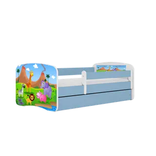 Produktfoto för Kocot Kids Barnsäng - Babydreams Blå - Safari Med Låda Och Madrass 180x80 Cm
