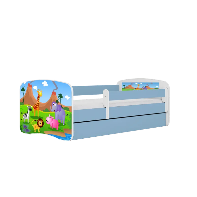 Alternativ bild 0 för Kocot Kids Barnsäng - Babydreams Blå - Safari Med Låda Och Madrass 180x80 Cm