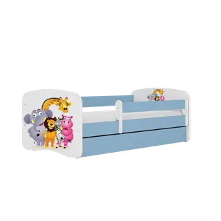 Produktfoto för Kocot Kids Barnsäng - Babydreams Blå - Zoo Med Låda Och Madrass 160x80 Cm