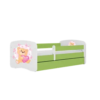 Produktfoto för Kocot Kids Barnsäng - Babydreams Grön - Bear With Butterflies Med Låda Och Madrass 160x80 Cm