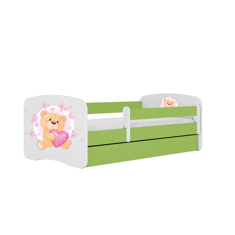 Alternativ bild 0 för Kocot Kids Barnsäng - Babydreams Grön - Bear With Butterflies Med Låda Och Madrass 160x80 Cm