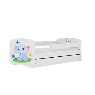 Produktfoto för Kocot Kids Barnsäng - Babydreams Vit - Elephant Med Låda Och Madrass 180x80 Cm
