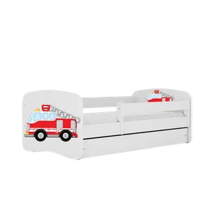 Produktfoto för Kocot Kids Barnsäng - Babydreams Vit - Fire Truck Med Låda Och Madrass 160x80 Cm
