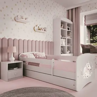 Produktfoto för Kocot Kids Barnsäng - Babydreams Vit - Horse Med Låda Och Madrass 160x80 Cm