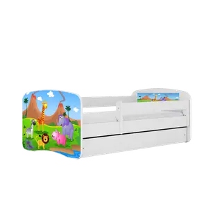 Produktfoto för Kocot Kids Barnsäng - Babydreams Vit - Safari Med Låda Och Madrass 180x80 Cm