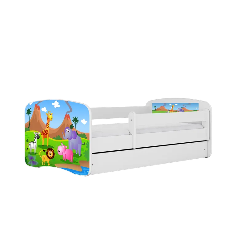 Alternativ bild 0 för Kocot Kids Barnsäng - Babydreams Vit - Safari Med Låda Och Madrass 180x80 Cm