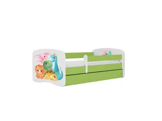 Produktfoto för KOCOT KIDS Bed babydreams gr&ouml;na sm&aring; dinos med l&aring;da och madrass 140/70