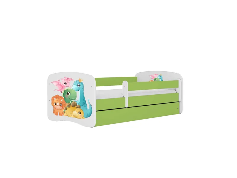 Alternativ bild 0 för KOCOT KIDS Bed babydreams gr&ouml;na sm&aring; dinos med l&aring;da och madrass 140/70