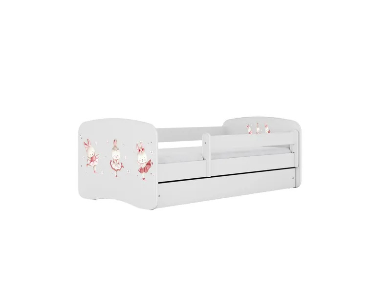 Alternativ bild 0 för KOCOT KIDS Bed babydreams vita kaniner med fj&auml;rilar med l&aring;da med madrass 140/70