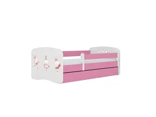 Produktfoto för KOCOT KIDS S&auml;ng babydr&ouml;mmer rosa kaniner med fj&auml;rilar utan l&aring;da med madrass 140/70